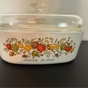 Vintage Corningware 4 Quart L’Echalote Casserole Dish with Pyrex Lid